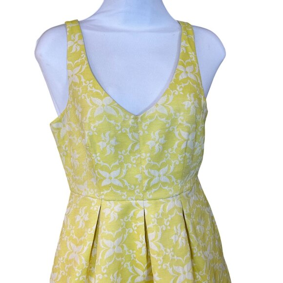 Anthropologie Moulinette Soeurs Longing for Yellow Sleeveless Brocade Dress 2 - Picture 3 of 9